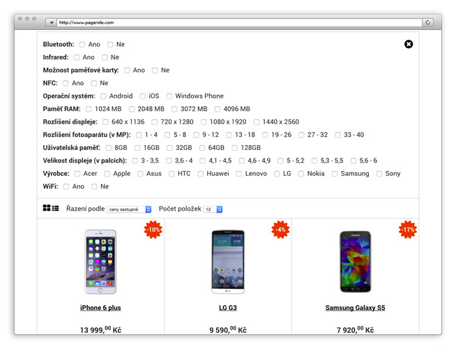 Products filter